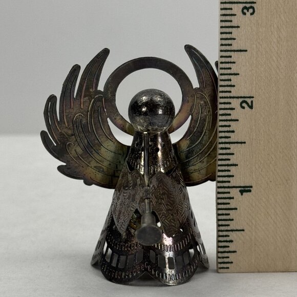 Vintage Godinger Silver Art Silverplated Angel Figurine 3.5" Trumpet Cutouts - Picture 8 of 10